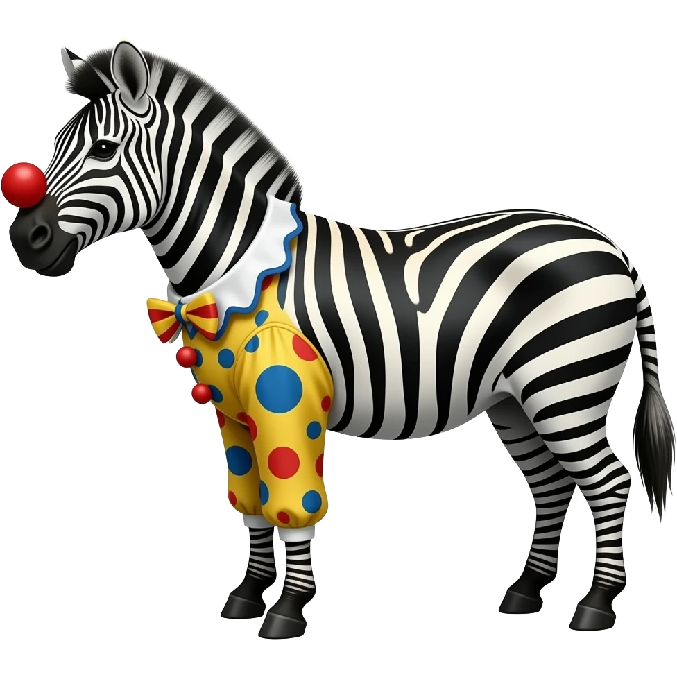 cebra vestido de payaso comico con el titulo de Madagagar en la parte superior emoji