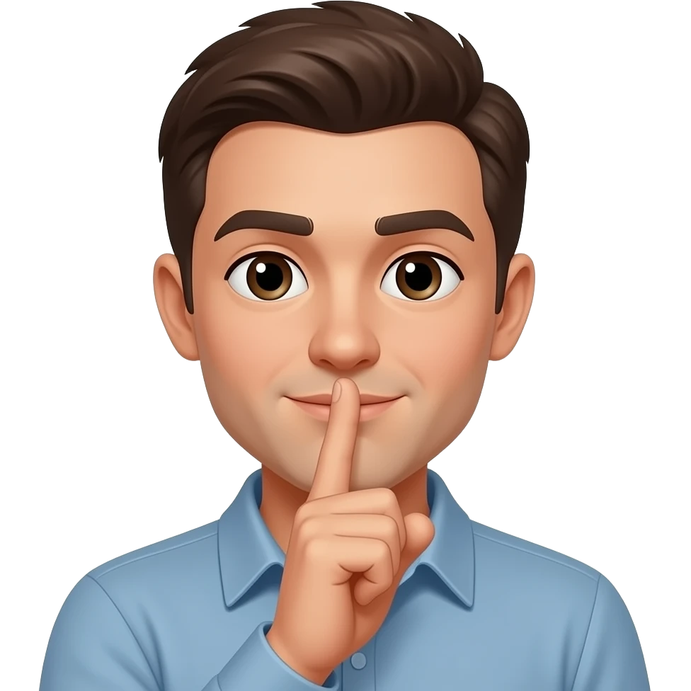 человек держит палец у рта показую знак тихо emoji