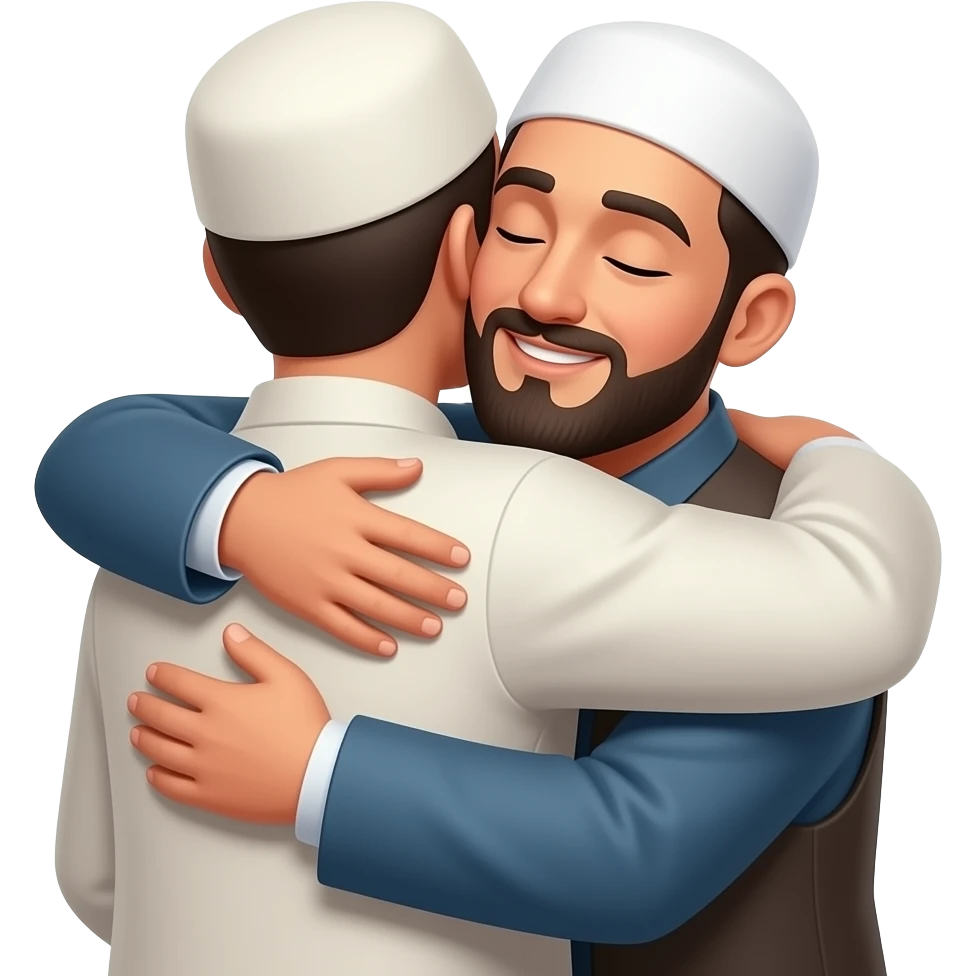 Muslim men hug emoji