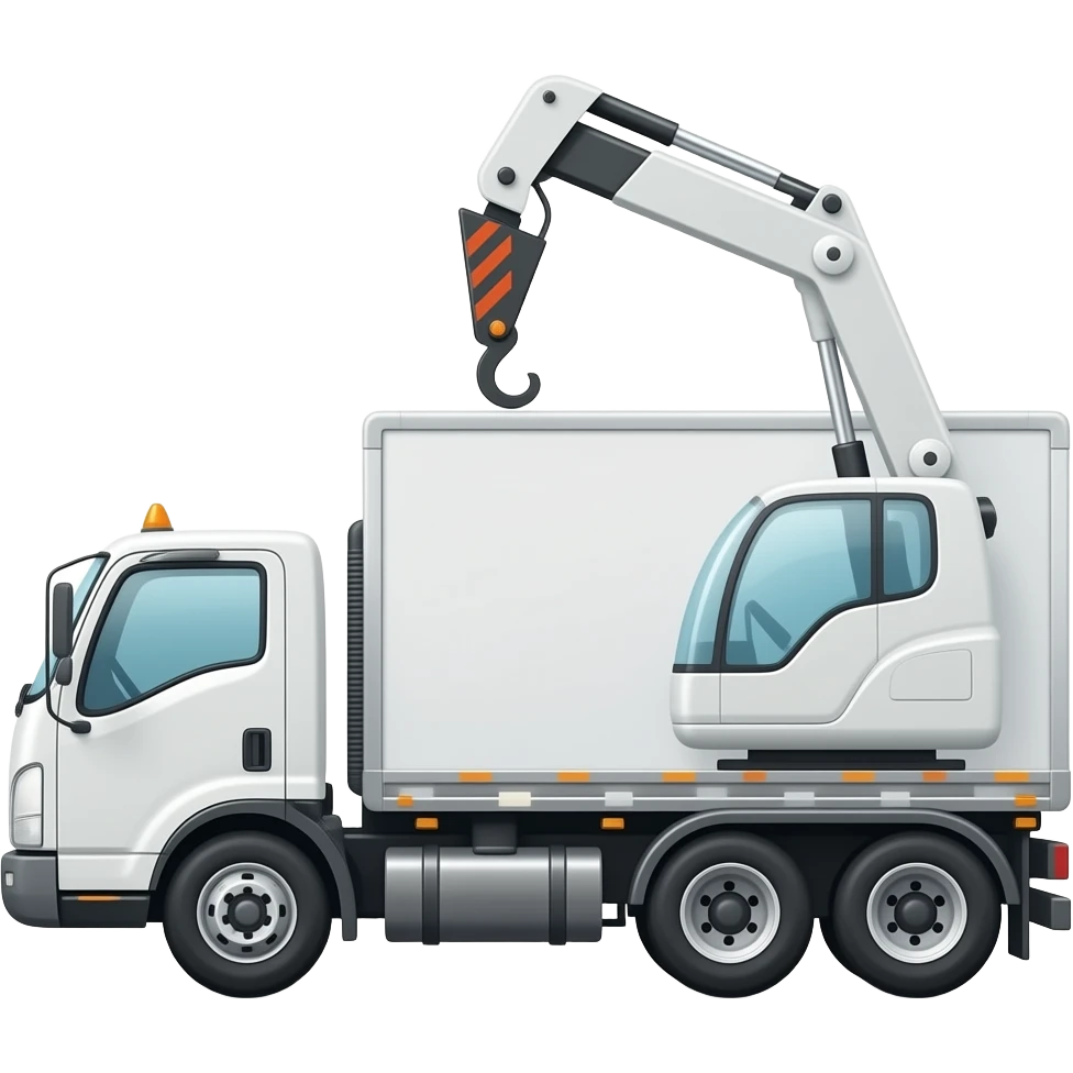 white construction material delivery truck flatbed with hiab emoji