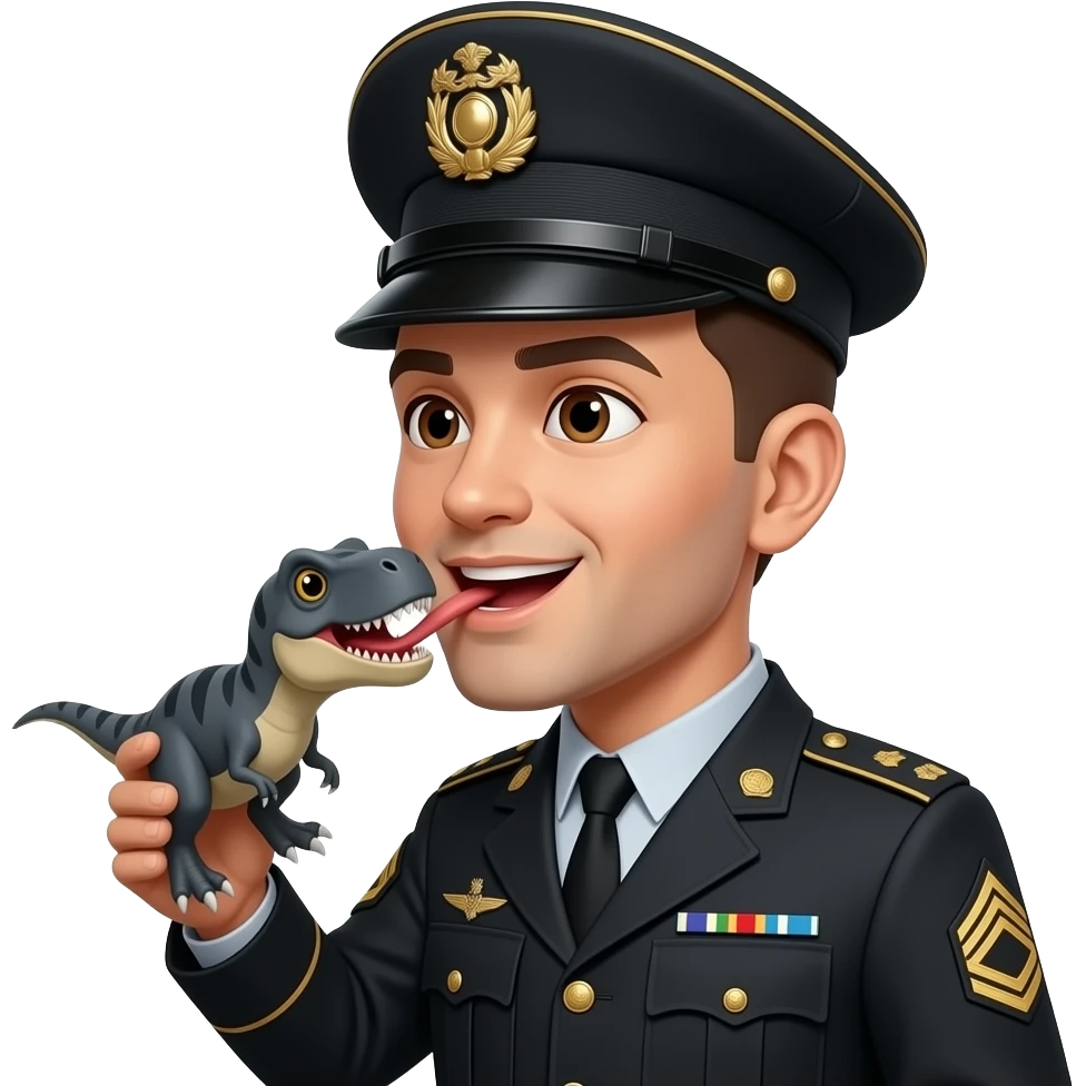 dinosaur eating black uniform soldger emoji
