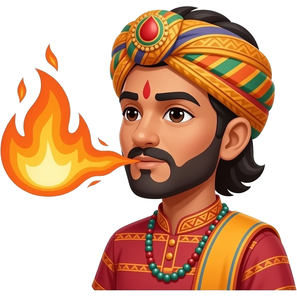 an indian man breathing fire emoji | AI Emoji Generator