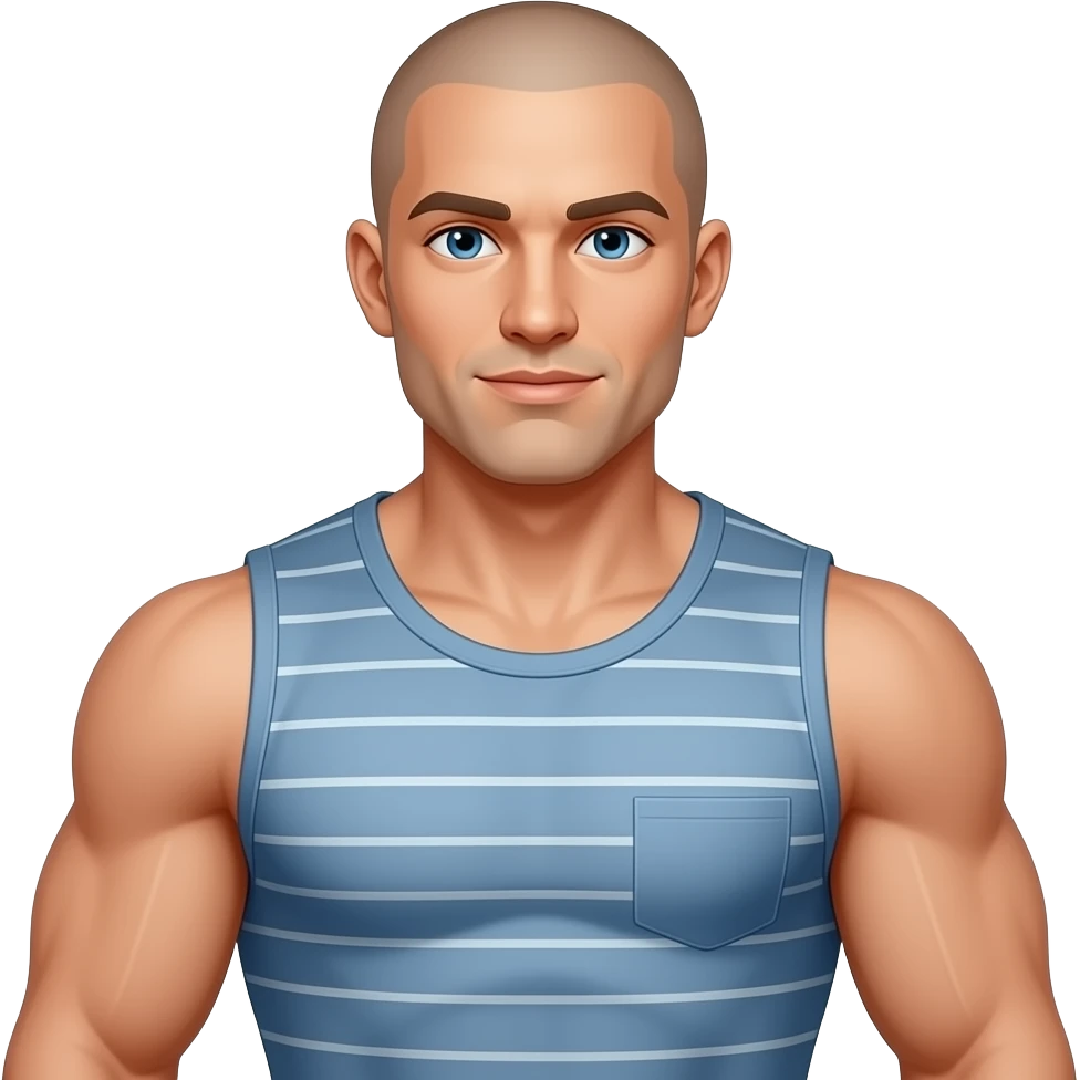 Bald muscle man emoji