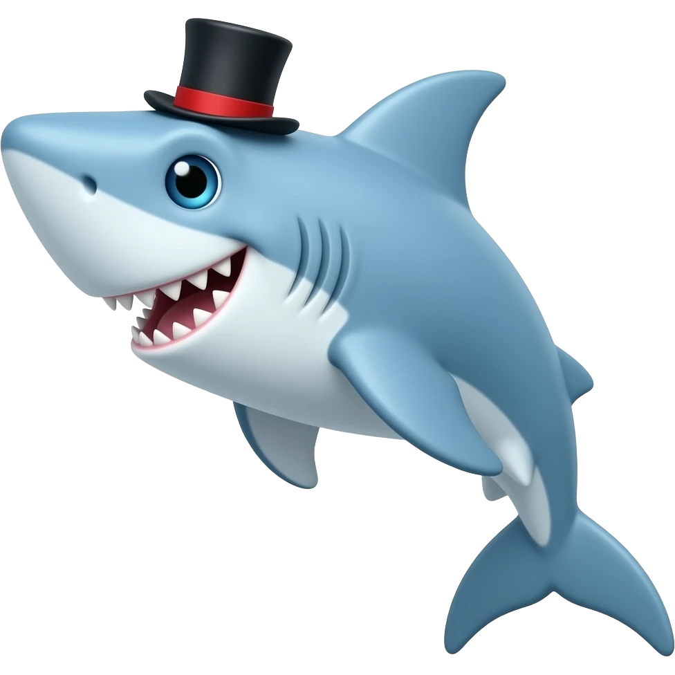 Shark with a top hat emoji