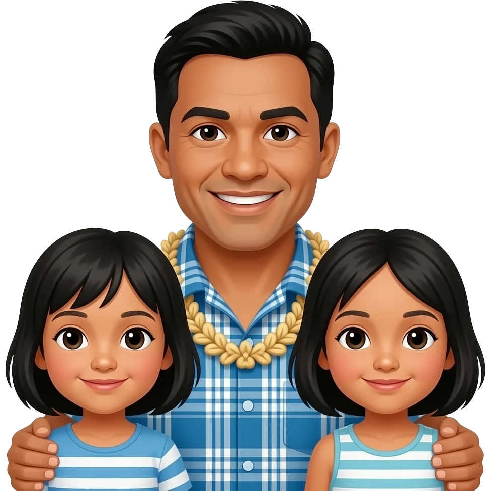 Tongan parent with 2 young children emoji image emoji
