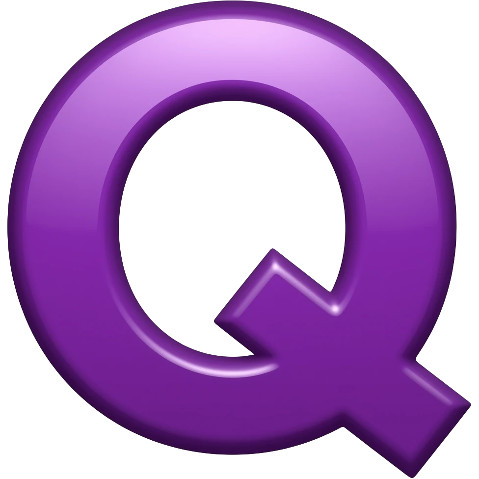 purple letter capital q in cursive style emoji