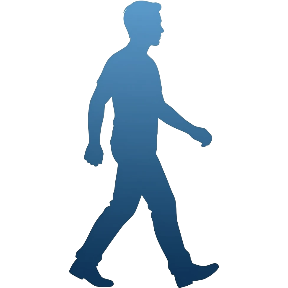 Siluete of person walking away  we see his back one colour blue no background emoji