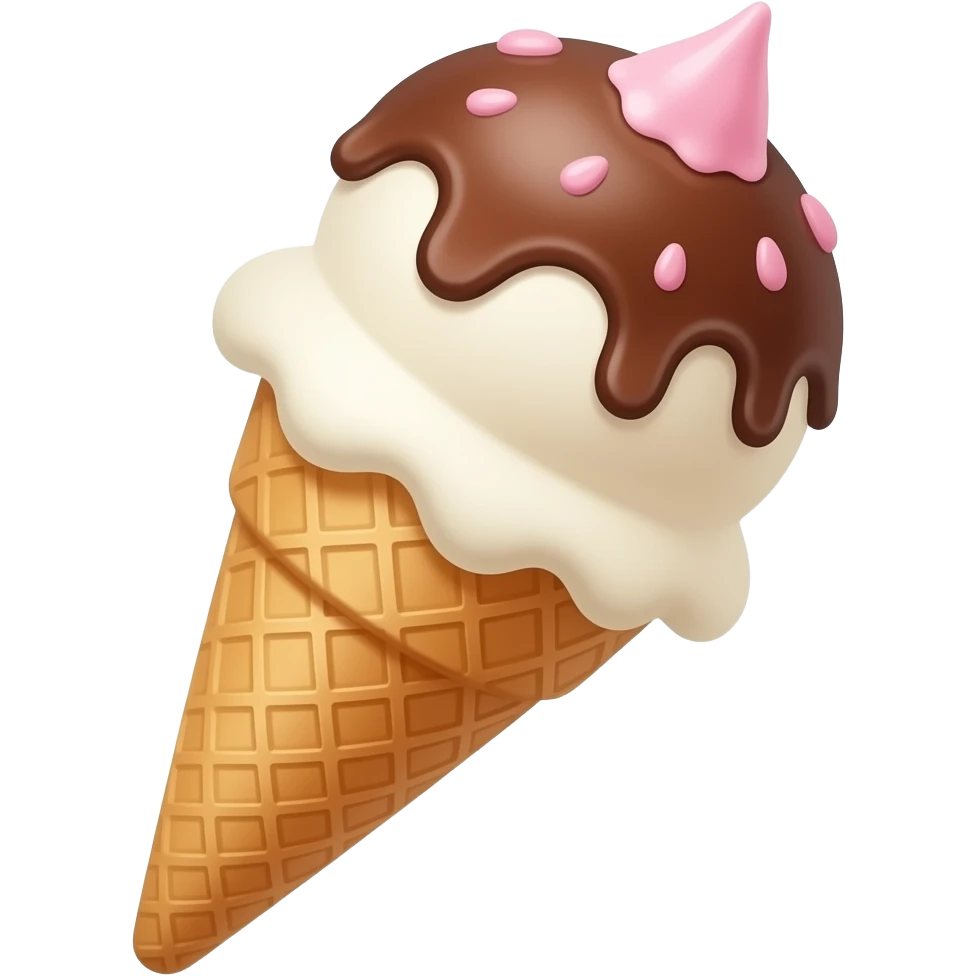 بستنی با خامه صورتی کم رنگ و کرم emoji