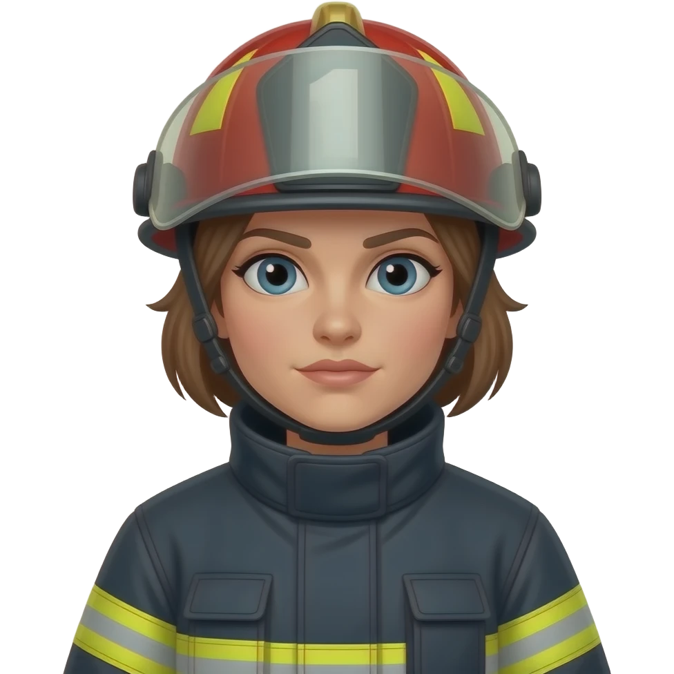 bombera mujer con actitud seria sin letras en el casco emoji