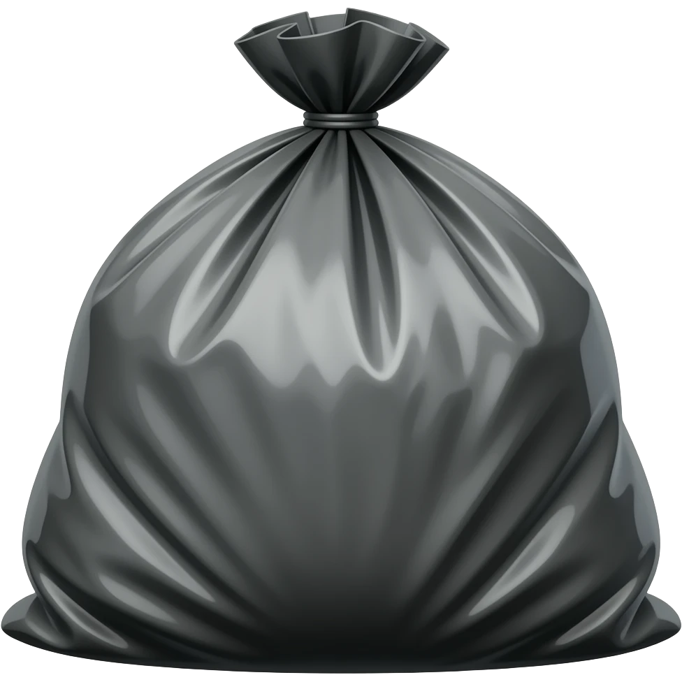 black nylon garbage bag emoji