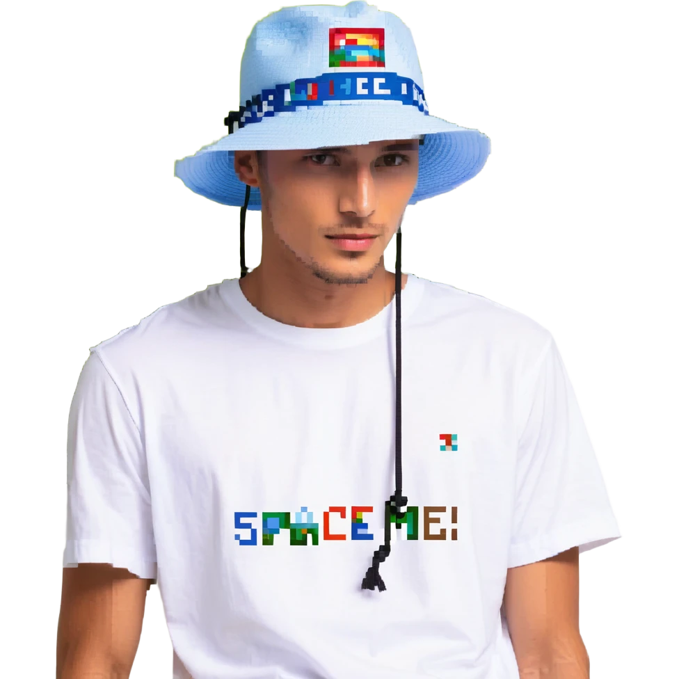 Синяя спортивная панамка со шнурком и надписью SPACEME, no background emoji