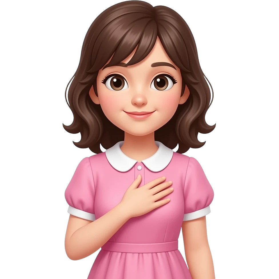 یه دختر ایستاده دست به سینه با لباس صورتی emoji