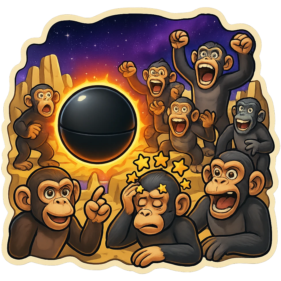 apes freaking out as black hole forms before them emoji