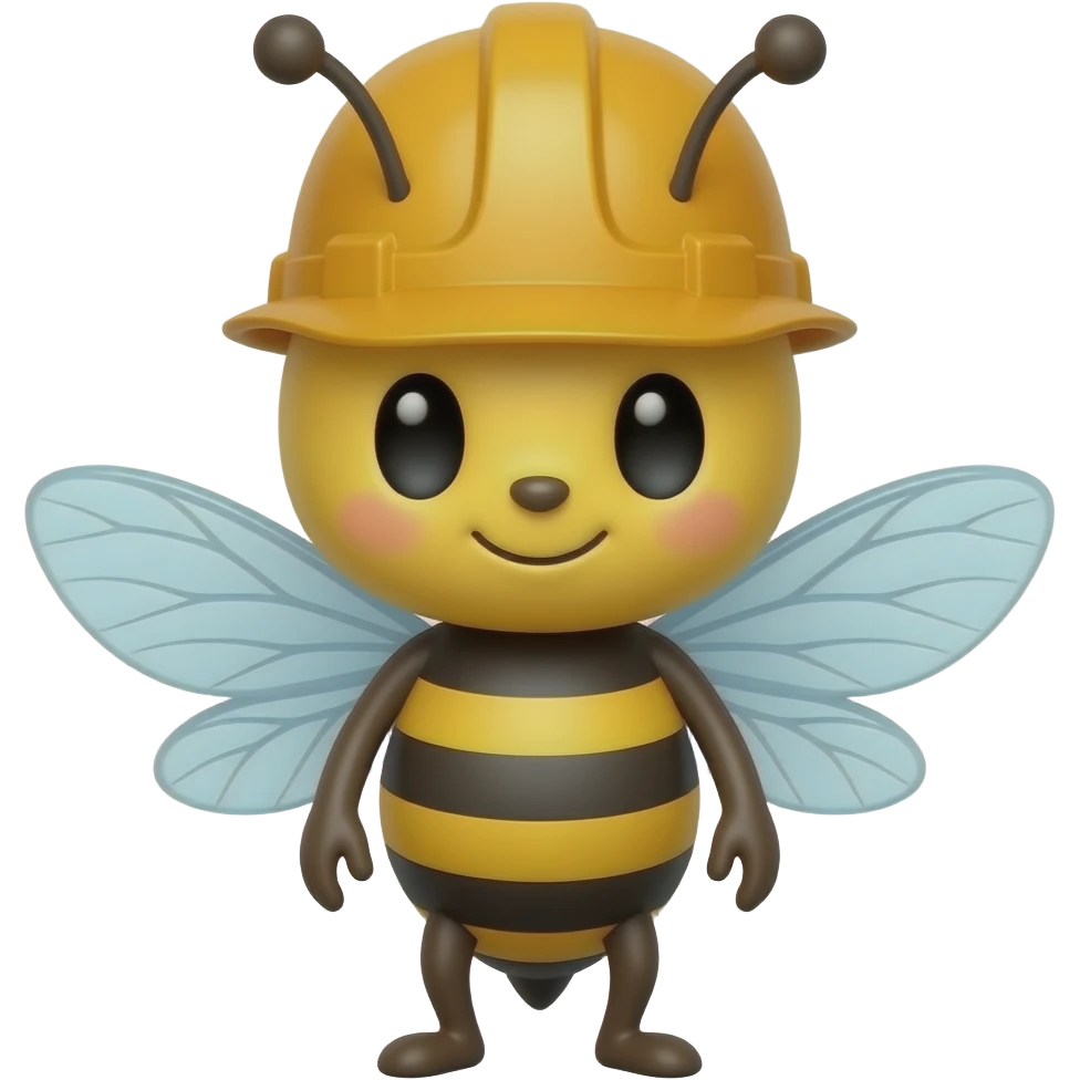 cute cartoon bee with construction hat emoji