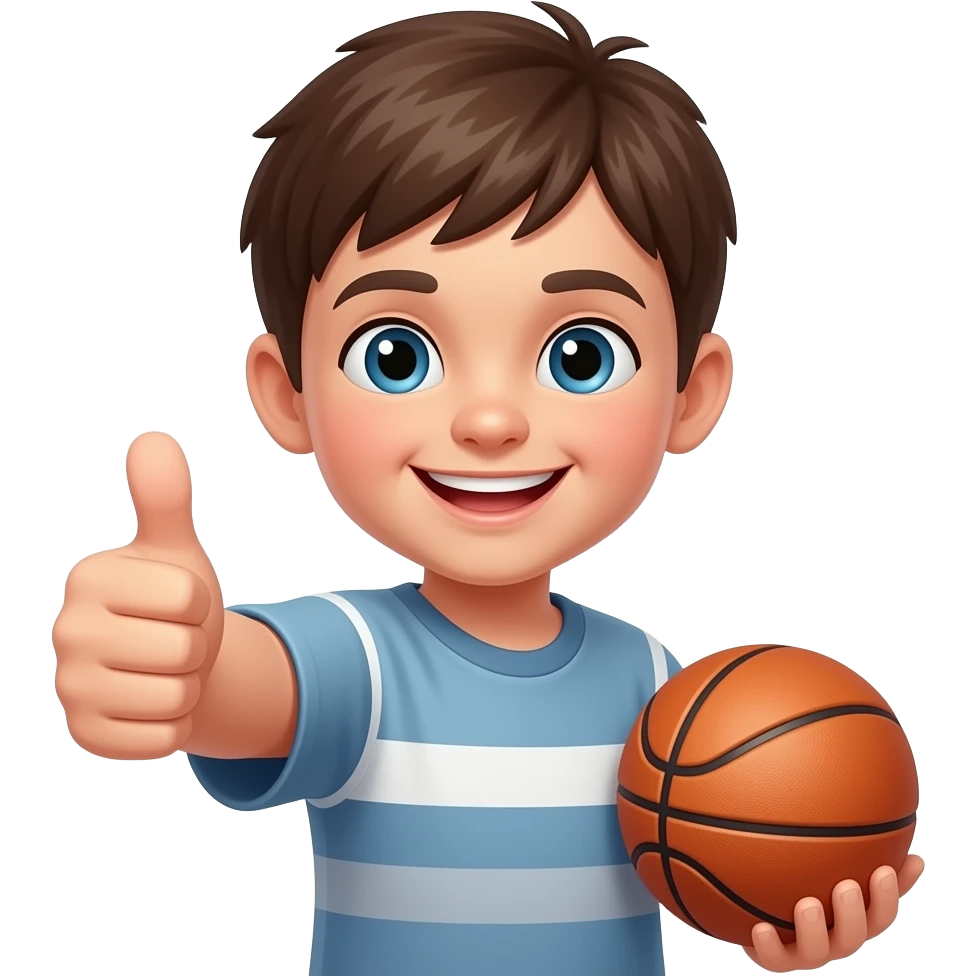enfant qui fait du sport, sourire et pouce en l'air emoji