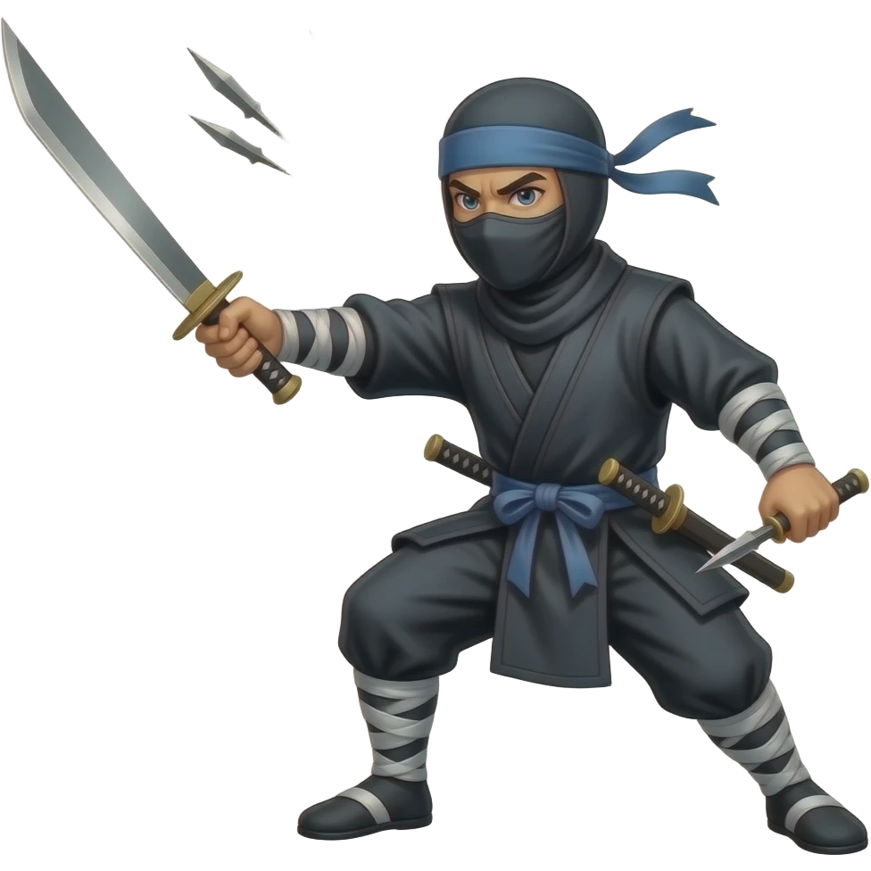 Ninja throwing swords and shurikens in gif format emoji