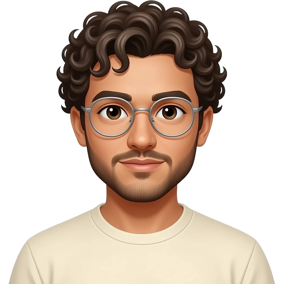 latino man, brown hair with some gray, very curly/coily with a couple ...