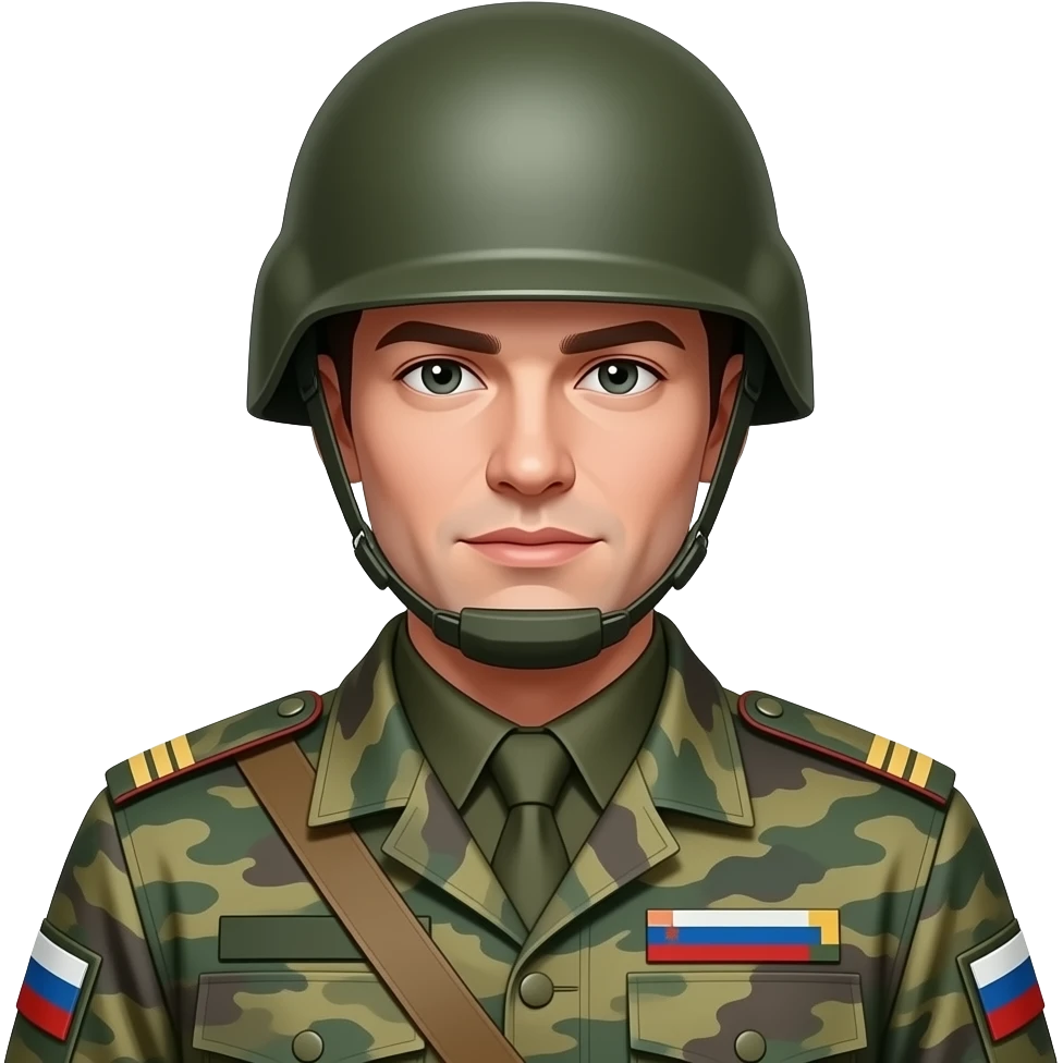 солдат ВС РФ в каске и военной форме emoji