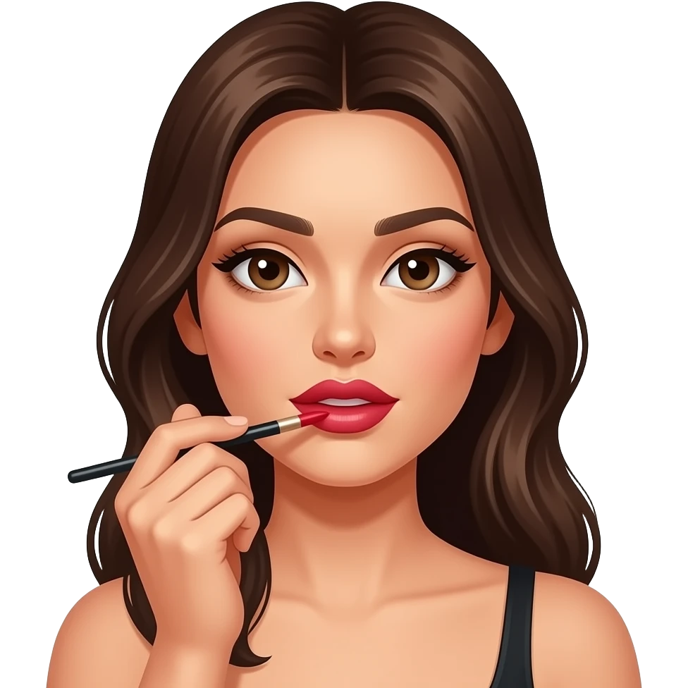 Sexi mujer pintándose los labios con pintalabios 💄 emoji