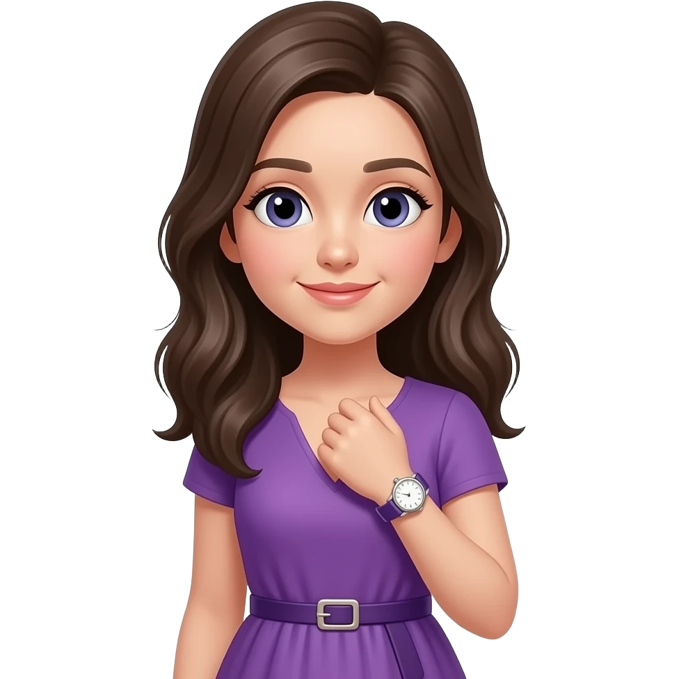 Girls Wrist watch in purple dress with full face emoji