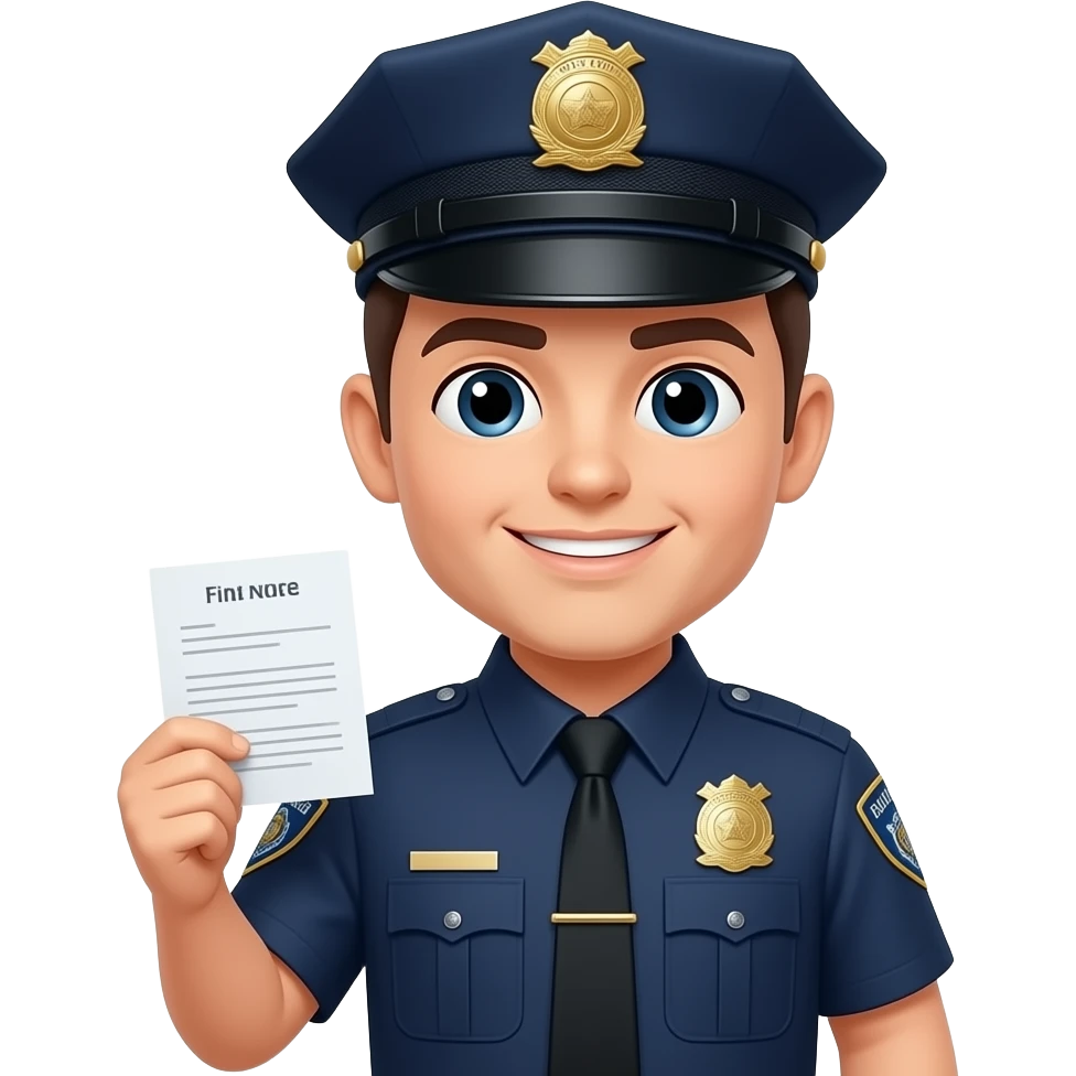 A police with a fine, 3D glossy Apple Genmoji style, soft shadows, white background, no text. emoji