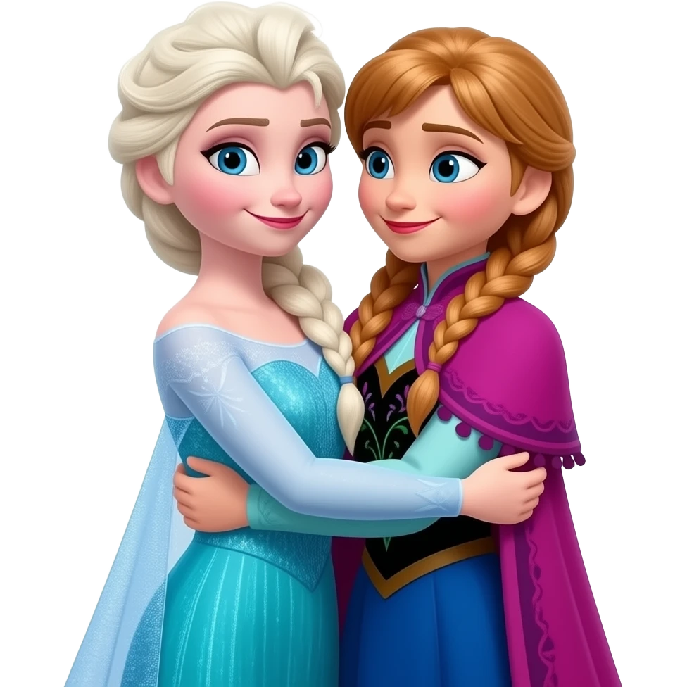 Elsa and Anna , full-body hug, bodies facing each other, arms wrapped ...