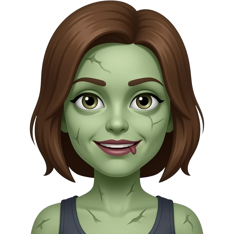 female pale green zombie emoji