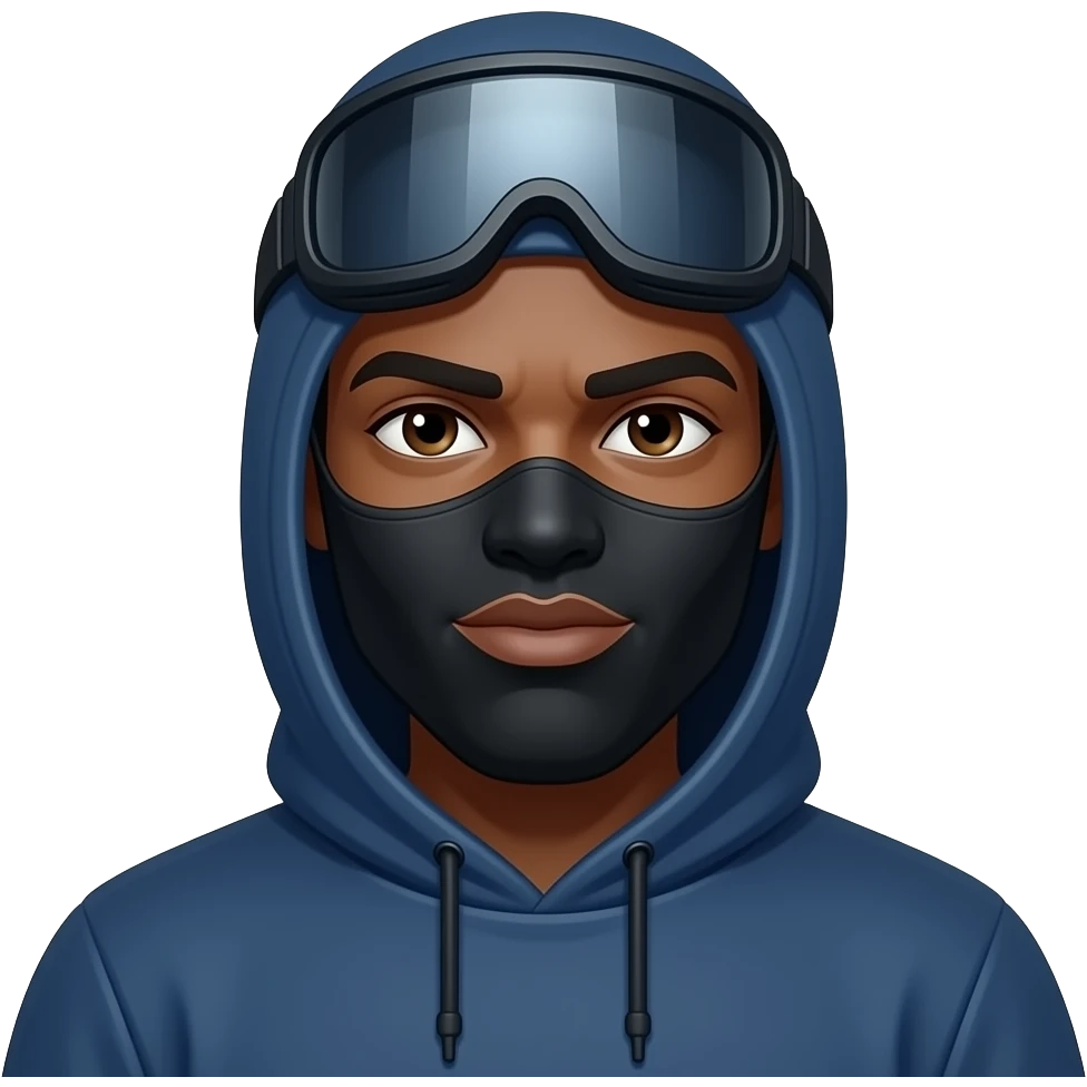 black dude with a ski mask hoodlum emoji