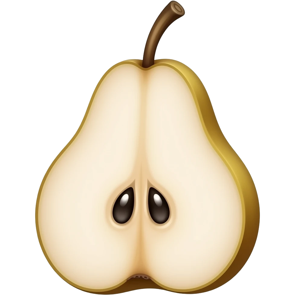 a half pear with rose-colored inside and gold-colored outside emoji