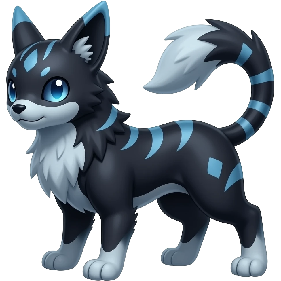 Dark dusky edgy cool shiny smooth glossy epic patterned digitigrade quadrupedal Luxray-Manectric-Sprigatito-Shaymin-Shinx-Fakémon-hybrid emoji