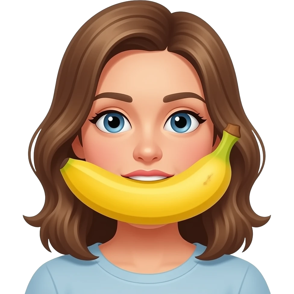 uma mulher com uma babana gigante na boca emoji