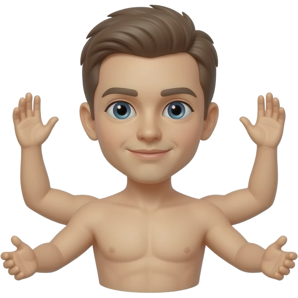 Um boneco  com duas cabeças , três emoji