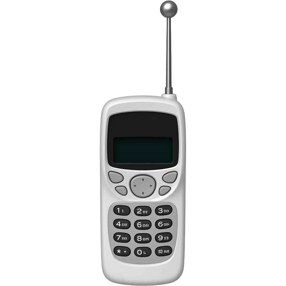 a 1980's chunky mobile phone with antenna emoji