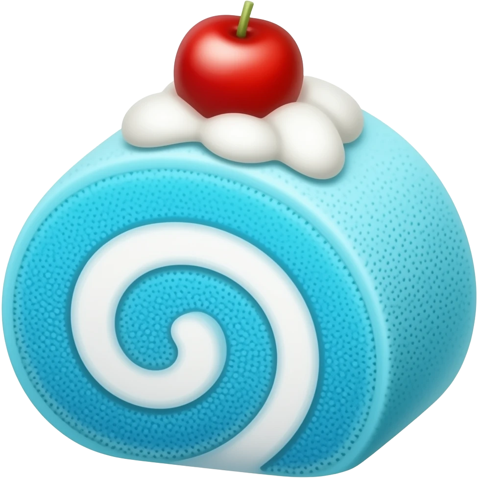 Blue roll cake with cherry and cream on top emoji