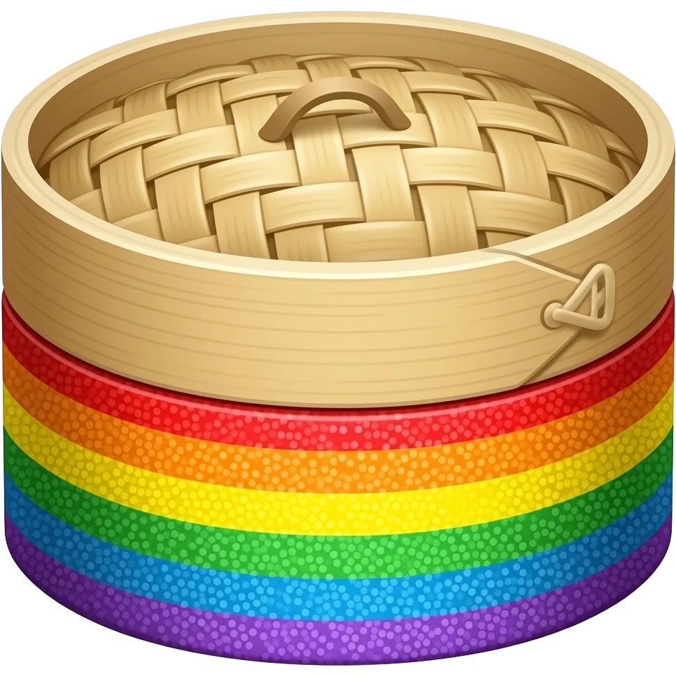 rainbow glitter bamboo steamer emoji