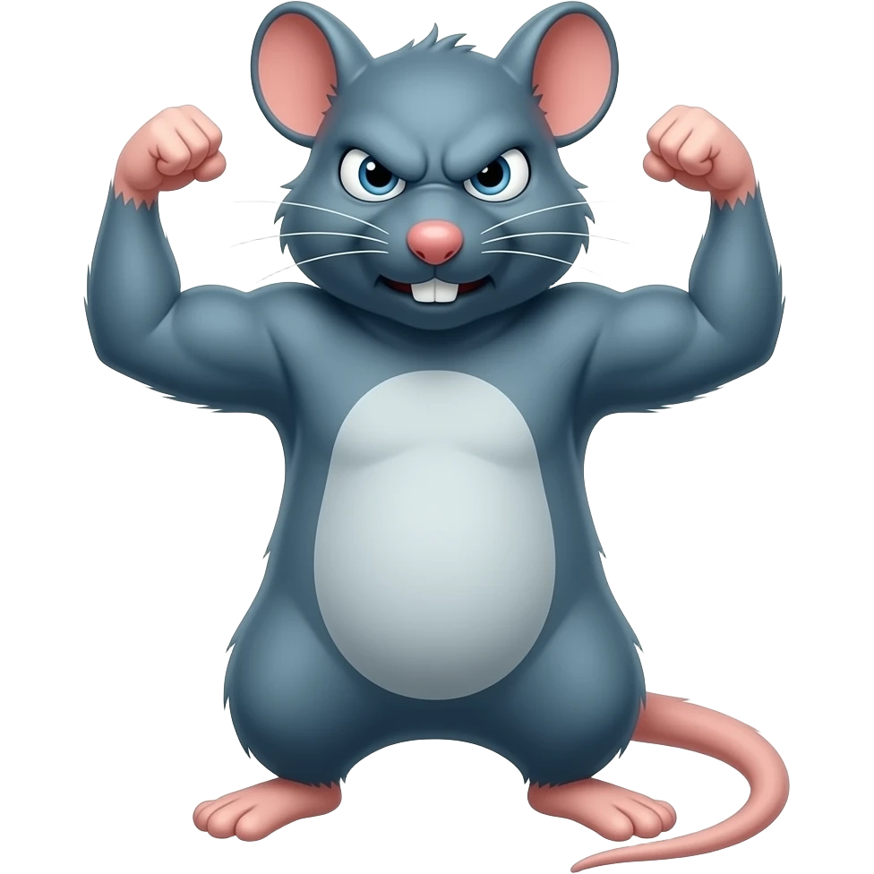 Rat flexing and looking mad emoji