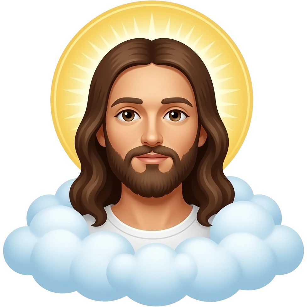 Jesus Christ ascends to heaven with clouds emoji