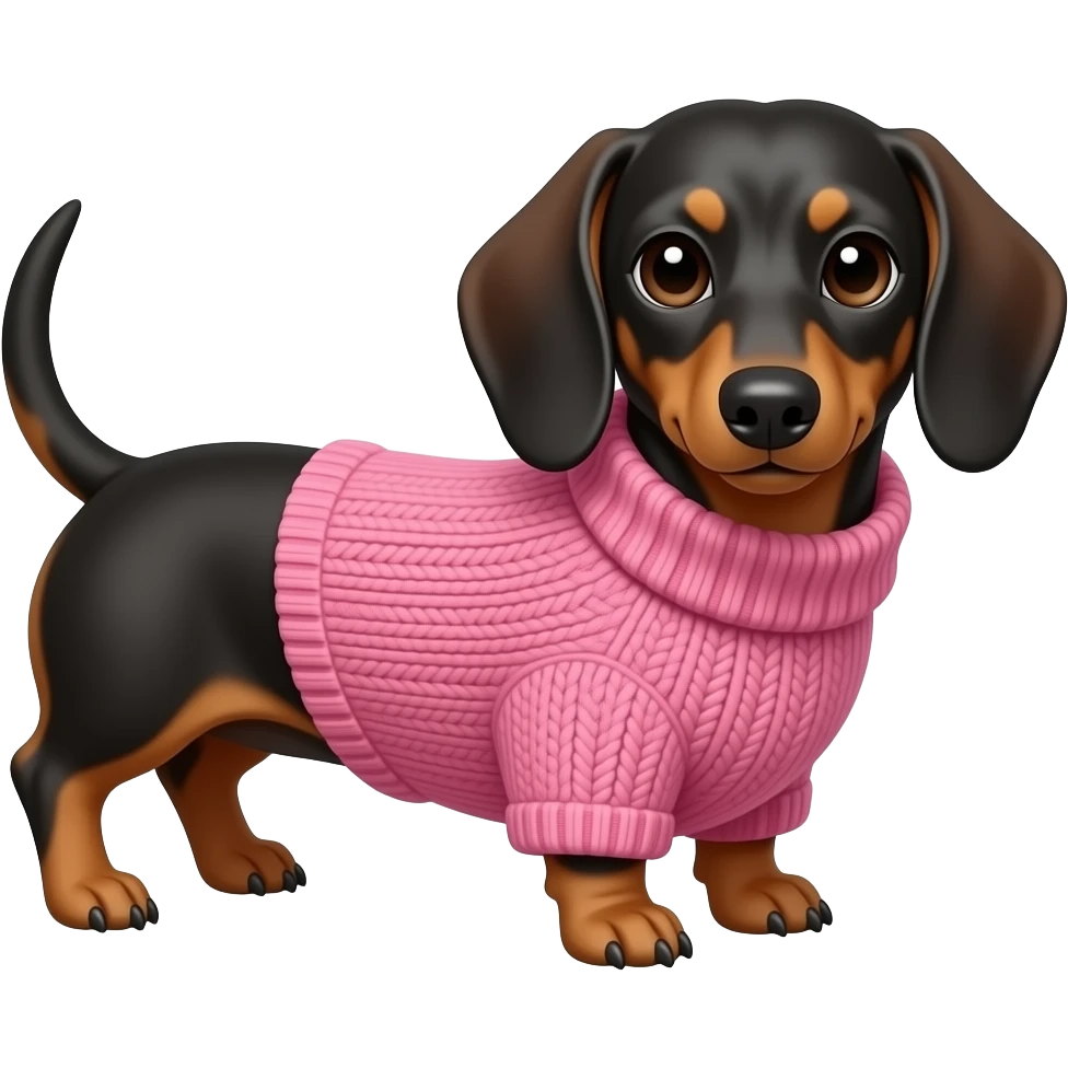 dog dachshund with pink sueter emoji