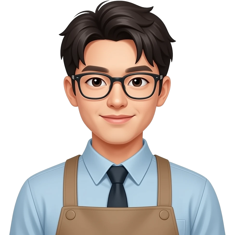barista but korean young man look emoji