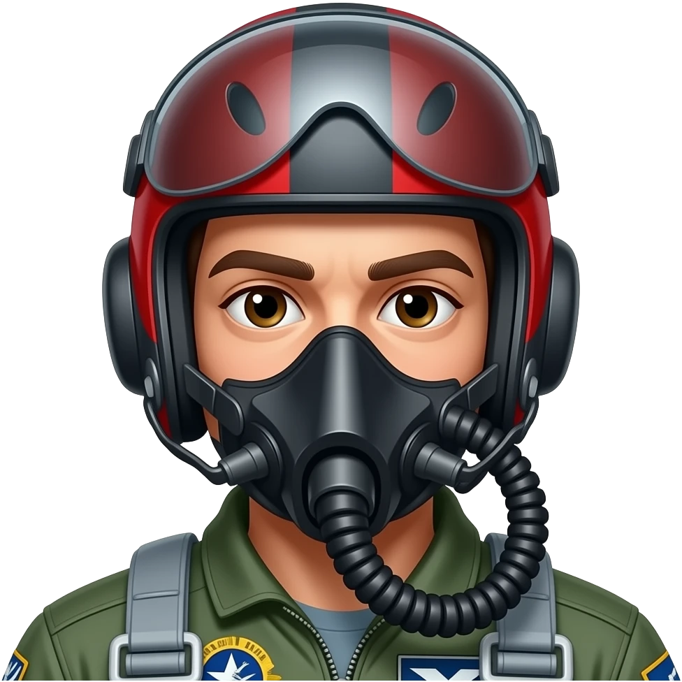 Top Gun pilot with red and black helmet emoji