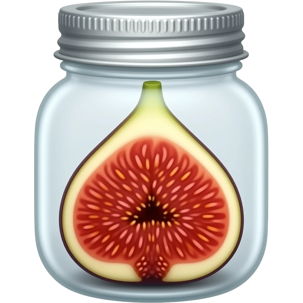 single fig inside a  jar with a silver lid emoji