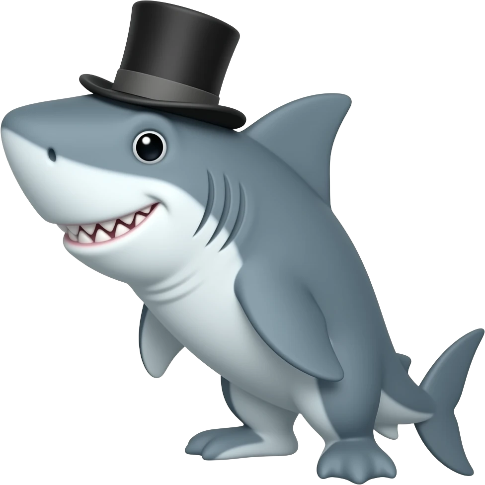 Shark with a top hat emoji