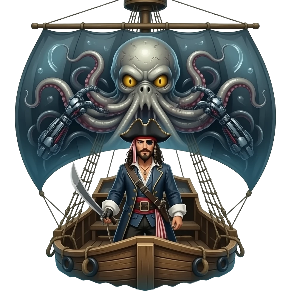 Realistic, creepy, Davey Jones, Cthulhu, Giger inspired, Pirates emoji