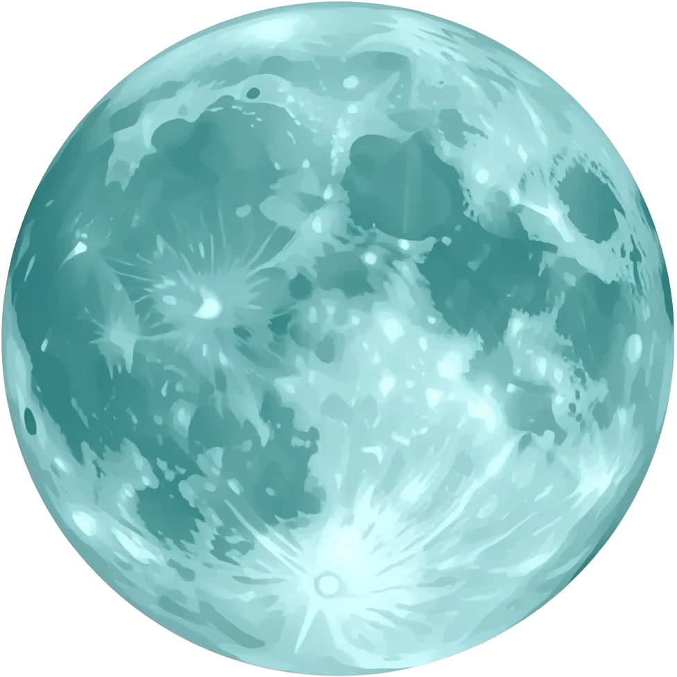 Detailed, high-quality petrol-colored full moon emoji