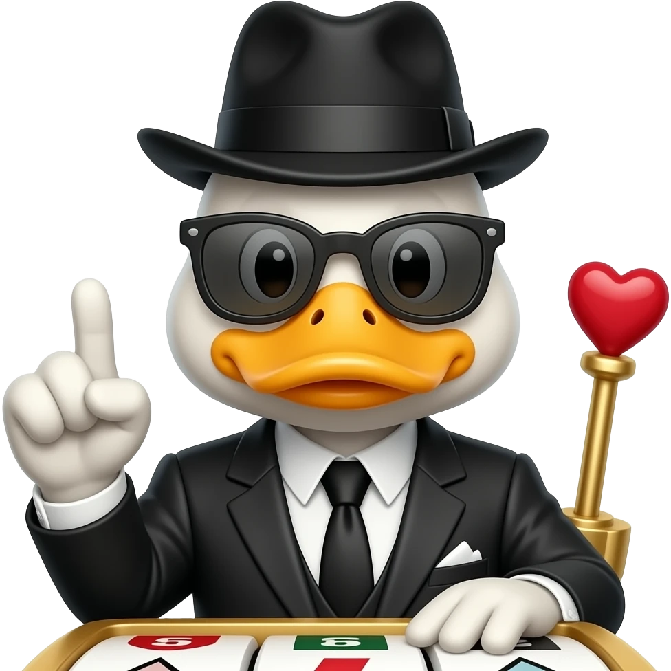 Gangster Duck playing slots emoji