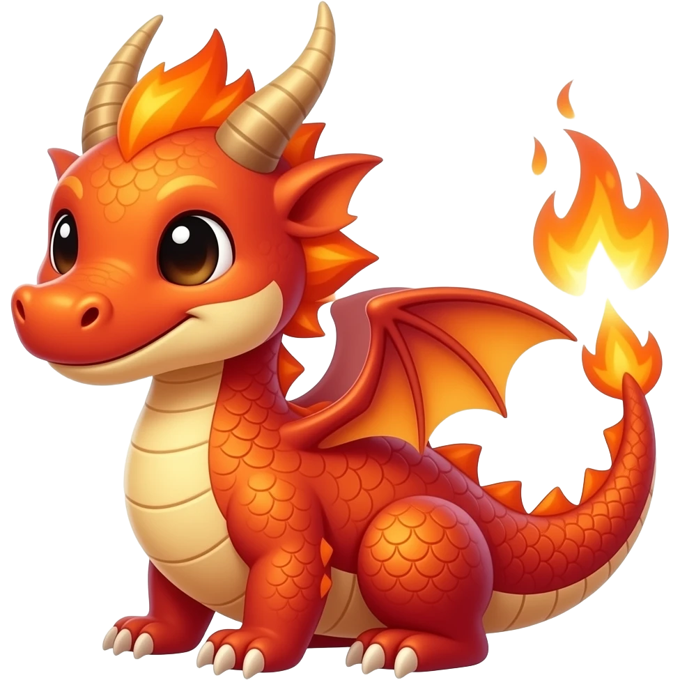 fire dragon cute and funny emoji