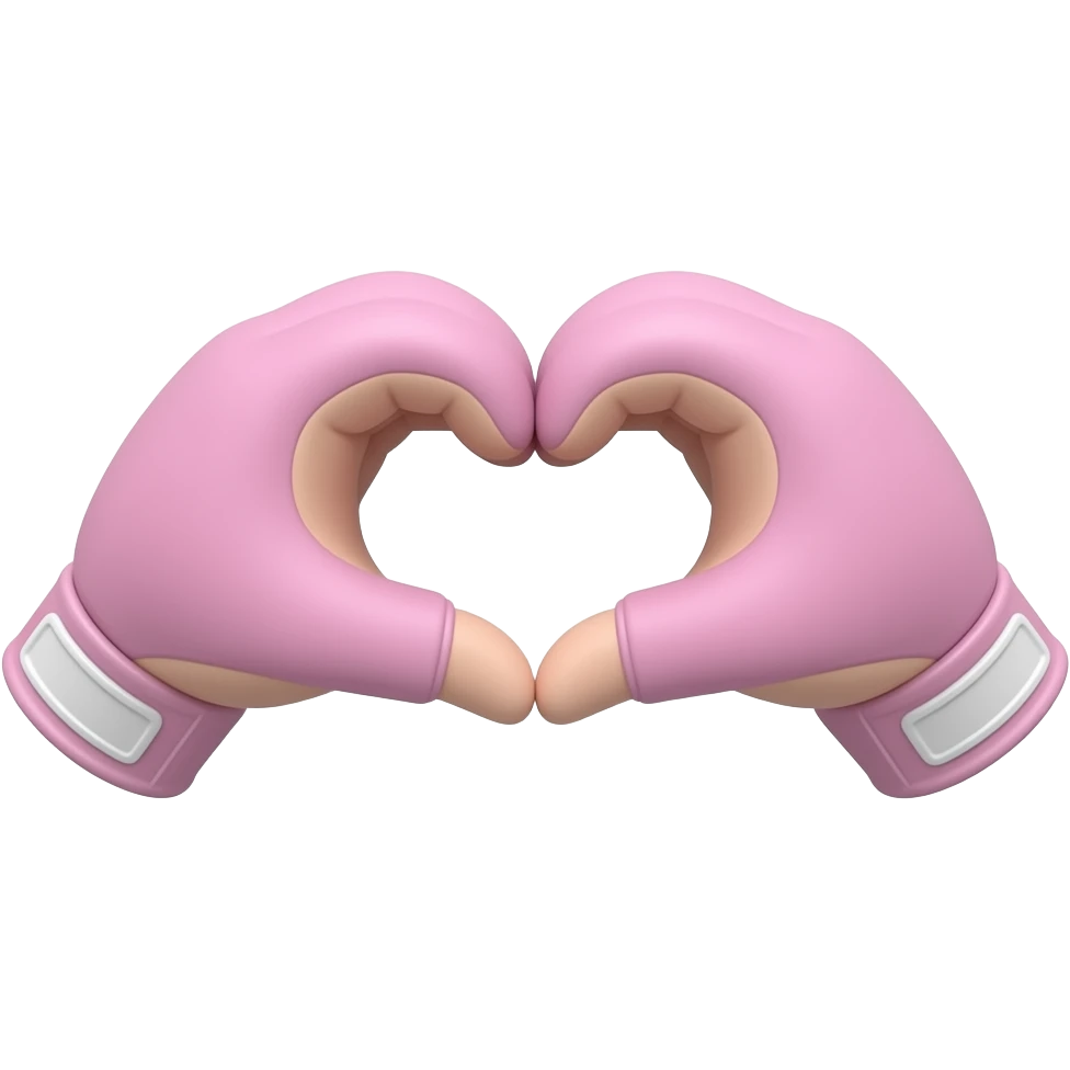 Mma 글러브로 손하트 모양을 만들어줘 연핑크로 emoji