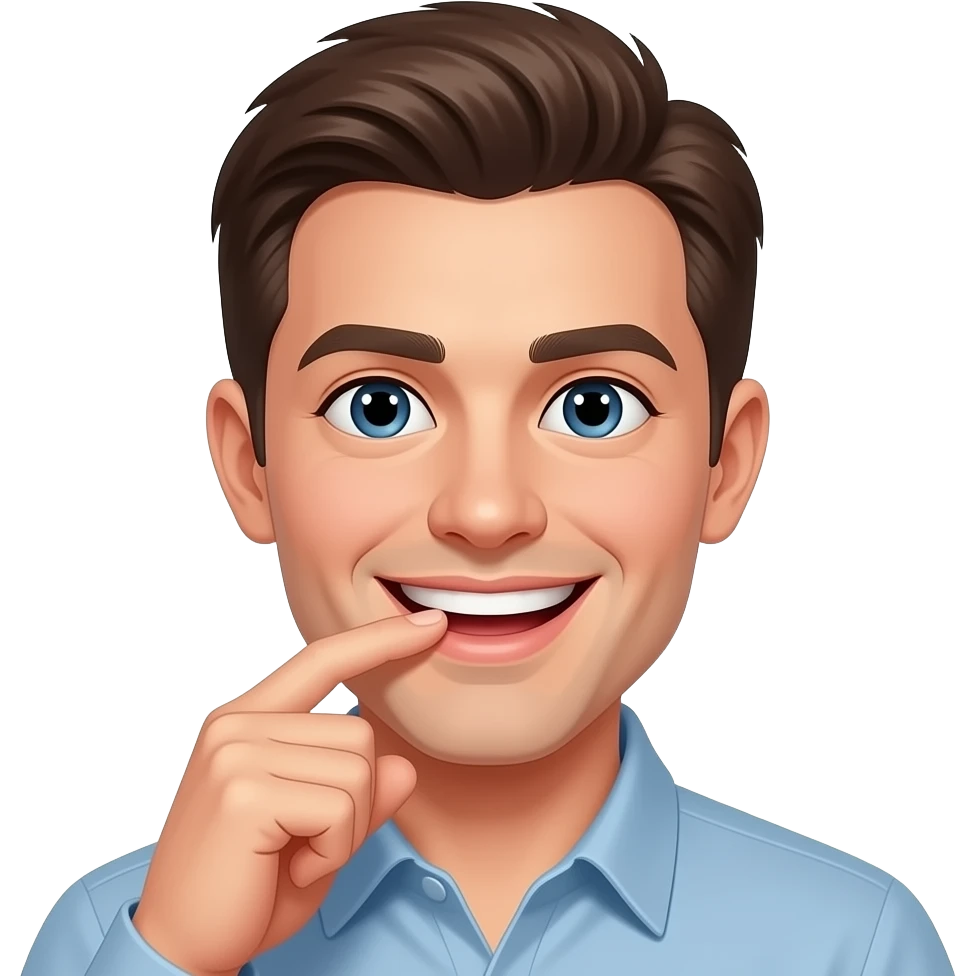Emojis coquin qui se touche la lèvre en souriant emoji
