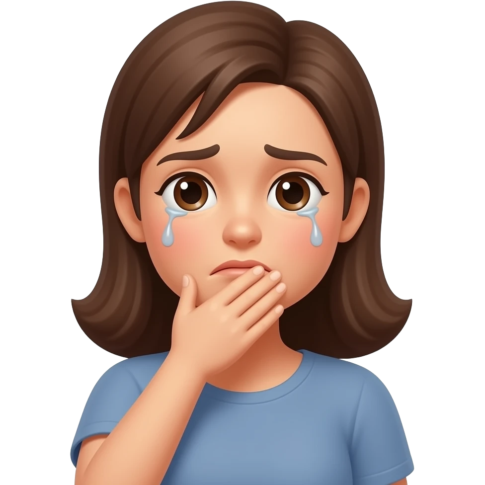 woman covering mouth with hand like being sick emoji