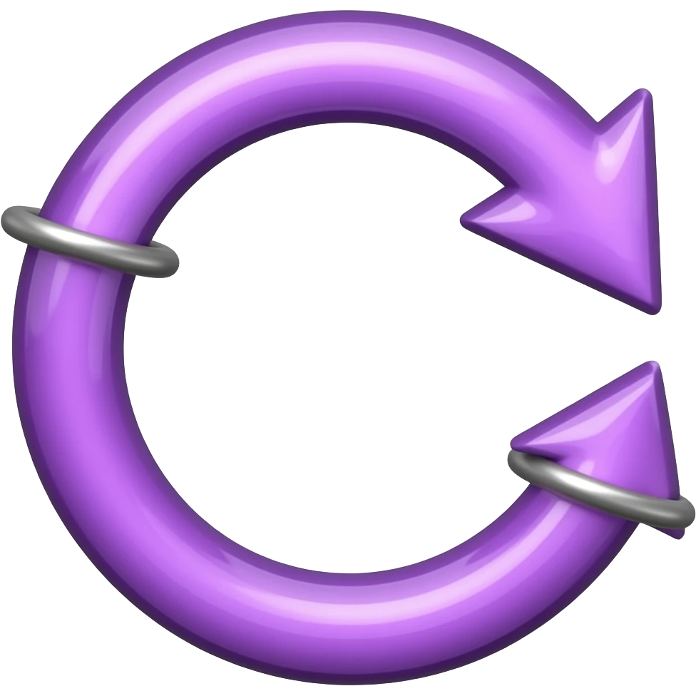 A circular arrow loop running between two thin concentric guide rails, purple, minimal, centered, transparent background emoji
